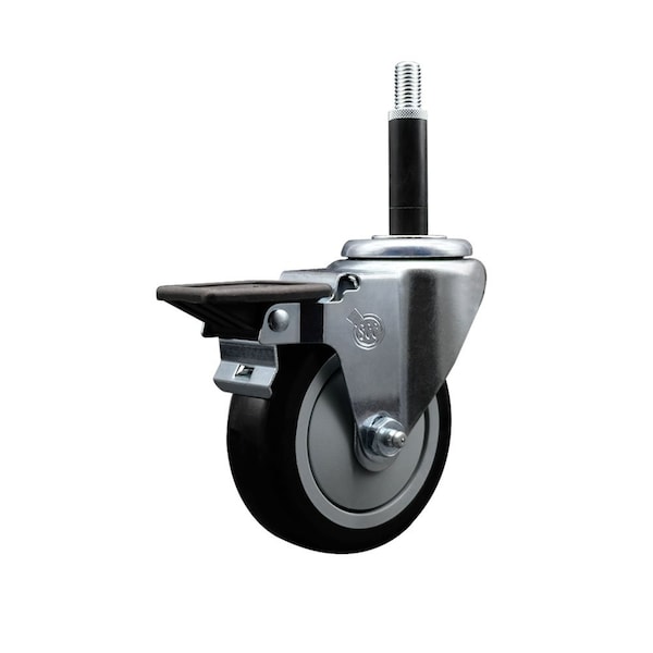 4'' Black Poly Swivel 3/4'' Expanding Stem Caster with Brake